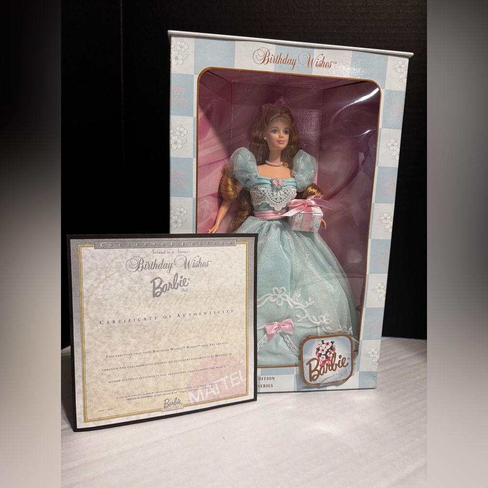 1999 collector Barbie in box birthday wishes with certificate